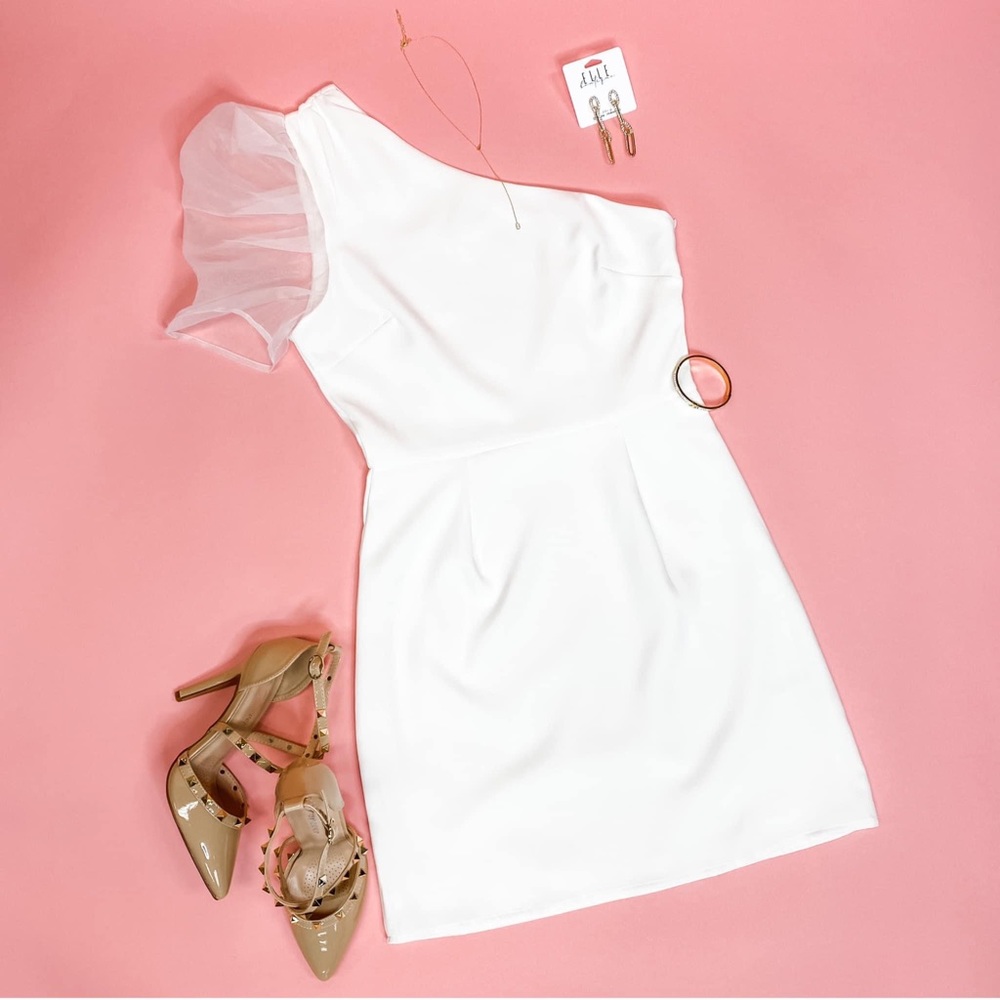 White One Shoulder Bridal Dress